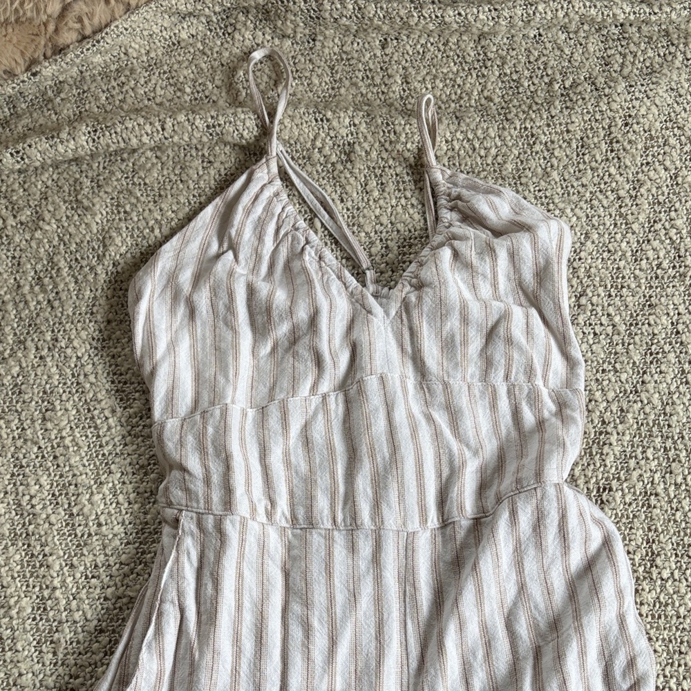 Abercrombie & Fitch Striped Jumpsuit - Cream and Tan